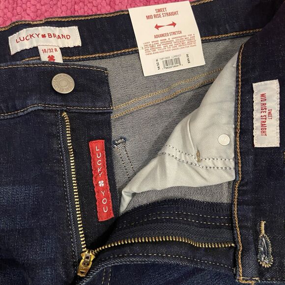 Lucky Brand Sweet Mid Rise Straight Jeans Dark Blue Size 14/32 - Picture 3 of 11